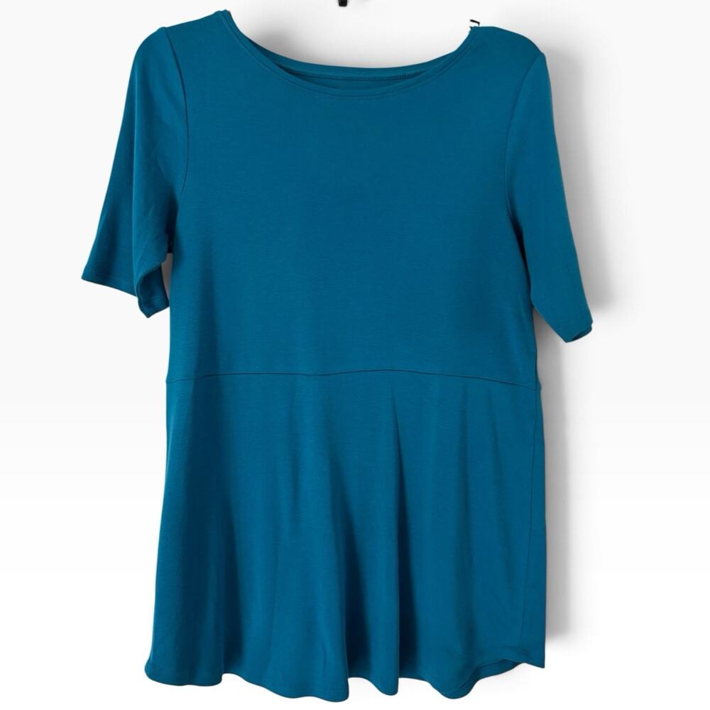 J. Jill Pima Shirttail Short Sleeve Tee Small Blue